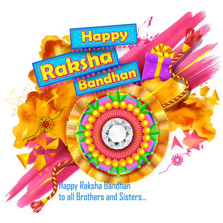 illustration of decorative Rakhi for Raksha Bandhan, Indian festival for brother and sister bonding celebrationのイラスト素材