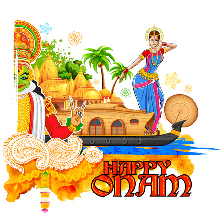 illustration of Onam background showing culture of Keralaのイラスト素材