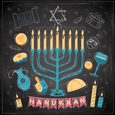 illustration of Happy Hanukkah, Jewish holiday backgroundのイラスト素材
