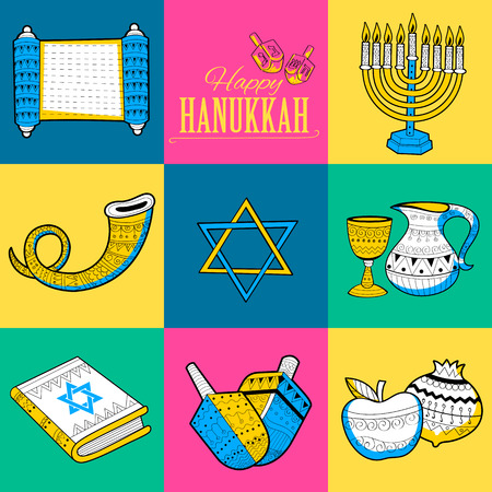 illustration of Happy Hanukkah, Jewish holiday backgroundのイラスト素材
