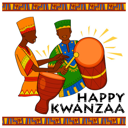 illustration of Happy Kwanzaa greetings for celebration of African American holiday festival of harvestのイラスト素材