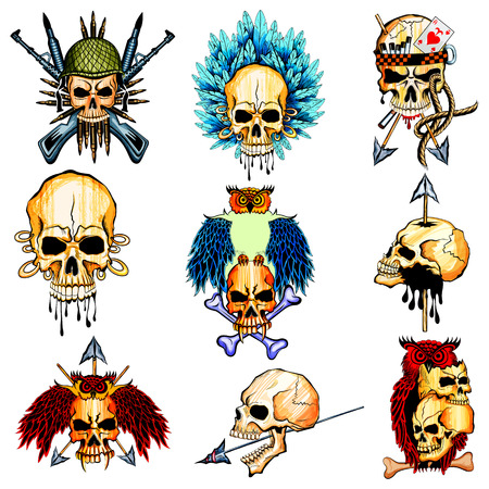 Vintge style grungy skull print retro backgroundのイラスト素材