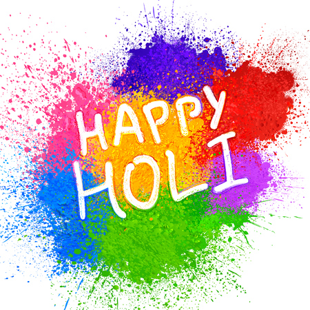 illustration of colorful gulal powder color on floor for Happy Holi Backgroundのイラスト素材