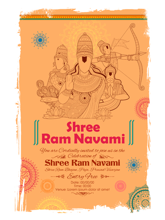 Lord Ram, Sita, Laxmana, Hanuman and Ravana in Ram Navamiのイラスト素材