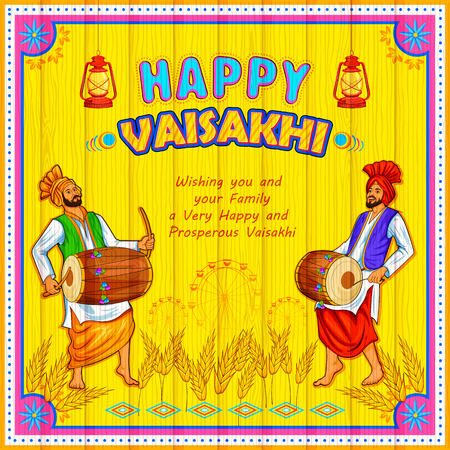 Happy Vaisakhi Punjabi festival celebrationのイラスト素材