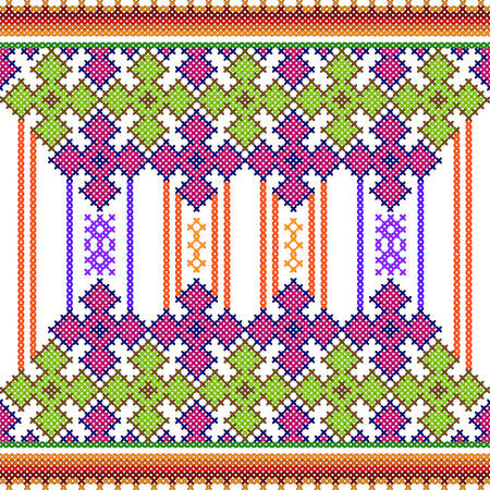 Cross stitch embroidery floral design for pattern texture.のイラスト素材