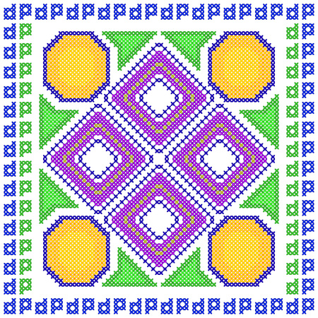 Cross stitch embroidery geometrical design for  pattern texture.のイラスト素材
