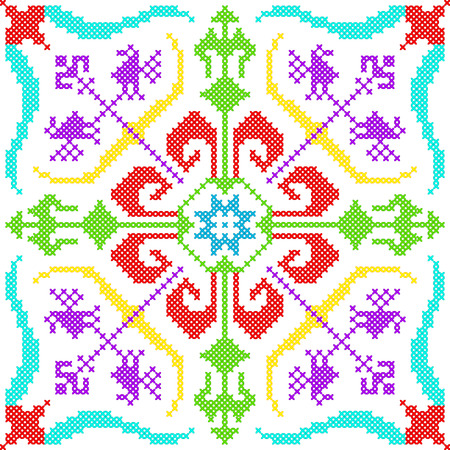 ross stitch embroidery geometrical design for  pattern texture.のイラスト素材