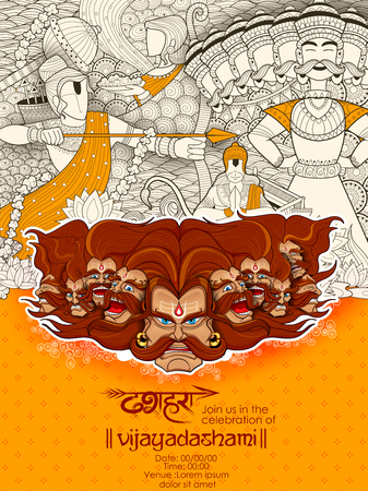 Ravana with ten heads for Dussehraのイラスト素材