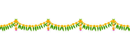 An illustration of Flower garland decoration toran for Happy Diwali Holiday backgroundのイラスト素材