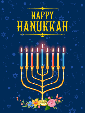 Happy Hanukkah, Jewish holiday backgroundのイラスト素材