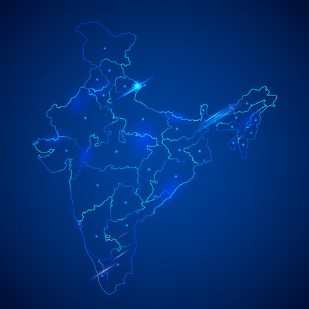 Detailed map of India, Asia with all states and country boundaryの写真素材