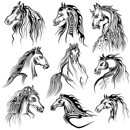 Tattoo art design of horse collectionのイラスト素材