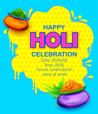 Powder color gulal for Happy Holi Backgroundのイラスト素材