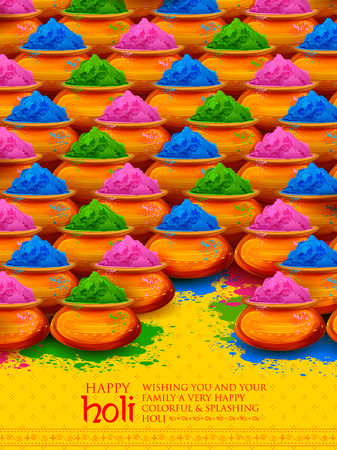 Powder color gulal for Happy Holi Backgroundのイラスト素材