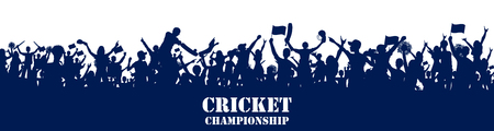 Stadium of Cricket with pitch for championship match and supporter fan people cheering teamのイラスト素材