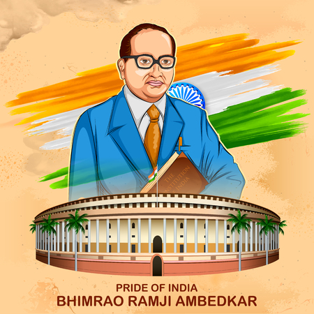 Dr Bhimrao Ramji Ambedkar with Constitution of India for Ambedkar Jayanti on 14 Aprilのイラスト素材
