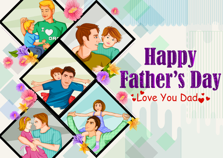 Happy Fathers Day greeting card template vector illustrationのイラスト素材