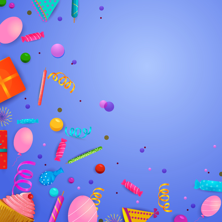 Celebration background for Holiday and Events with confetti and decoration in vectorのイラスト素材
