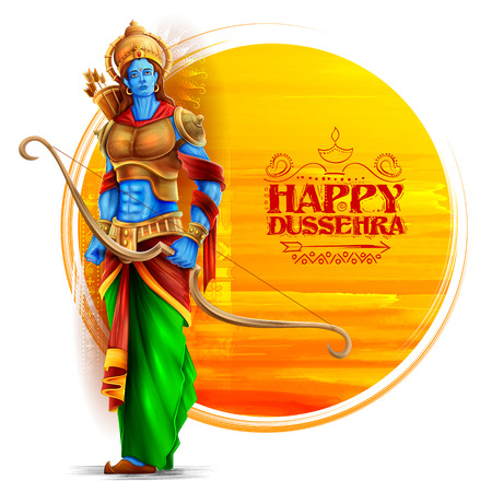 Lord Rama in Navratri festival of India poster for Happy Dussehraのイラスト素材