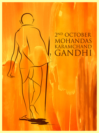 India background with Nation Hero and Freedom Fighter Mahatma Gandhi for Independence Day or Gandhi Jayantiのイラスト素材