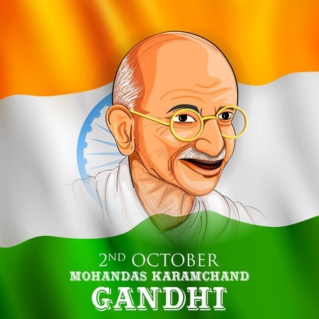 India background with Nation Hero and Freedom Fighter Mahatma Gandhi for Independence Day or Gandhi Jayantiのイラスト素材