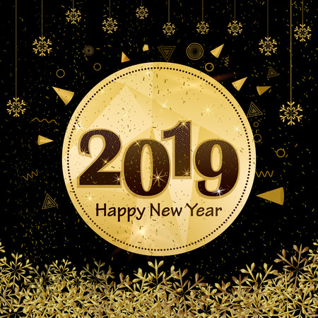 Happy New Year 2019 wishes greeting card template background designのイラスト素材