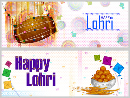Happy Lohri Punjabi religious holiday background for harvesting festival of India in vectorのイラスト素材