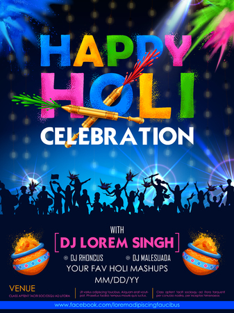 Colorful promotional  for Festival of Colors celebration with message in Hindi Holi Hain meaning Its Holiのイラスト素材