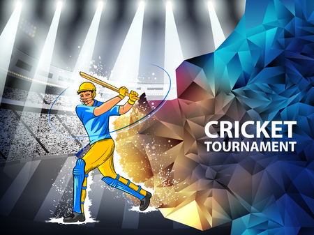 easy to edit vector illustration of player batsman in Cricket Championship Tournament backgroundのイラスト素材
