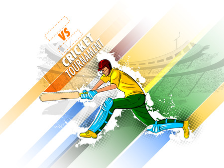 easy to edit vector illustration of player batsman in Cricket Championship Tournament backgroundのイラスト素材