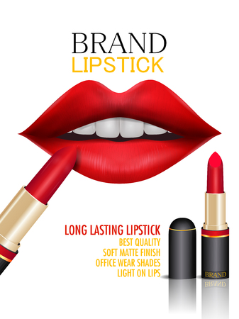 easy to edit vector illustration of Advertisement promotion banner for trendy colorful brand Lipstick fashionのイラスト素材