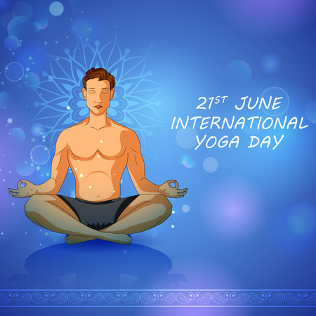 illustration of people doing asana for International Yoga Day on 21st Juneのイラスト素材