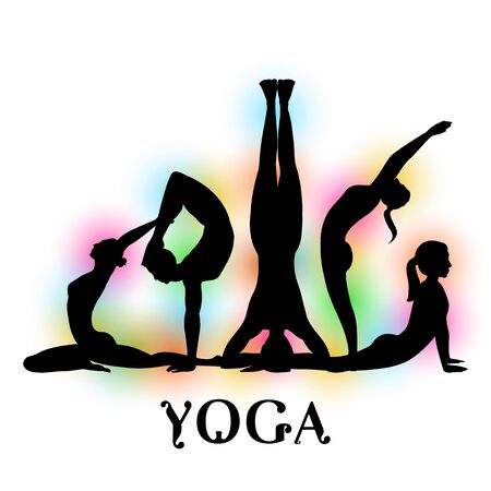 illustration of woman doing asana for International Yoga Day on 21st Juneのイラスト素材