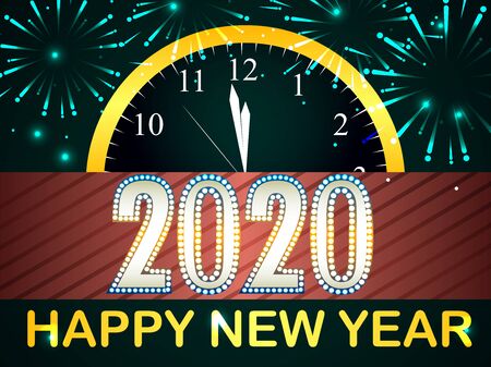 easy to edit vector illustration of Happy New Year 2020 wishes seasonal greeting backgroundのイラスト素材