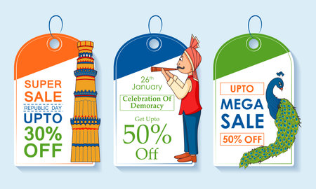 Sale Promotion Advertisement banner for 26th January, Happy Republic Day of Indiaのイラスト素材