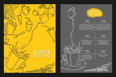 illustration of template of different types of Coffee for menu background design of Hotel or restaurantのイラスト素材