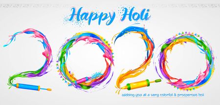 illustration of abstract colorful Happy Holi background card design for color festival of India celebration greetingsのイラスト素材