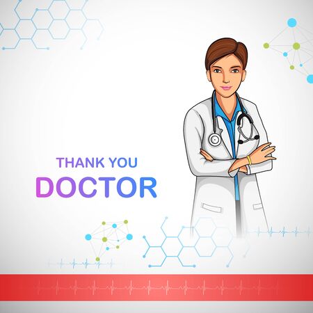 Illustration of Healthcare and Medical  showing gratitude and saying Thank you Doctor for their Support during emergency and epidemicのイラスト素材