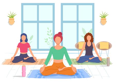 illustration of woman doing asana for International Yoga Day on 21st Juneのイラスト素材