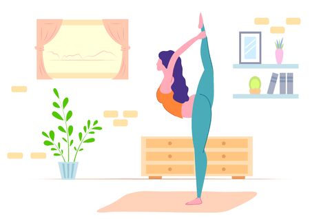 illustration of woman doing asana for International Yoga Day on 21st Juneのイラスト素材