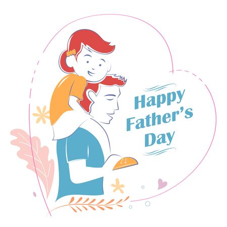 Illustration of holiday greetings  for Happy Father's Day with kid and father showing togethernessのイラスト素材