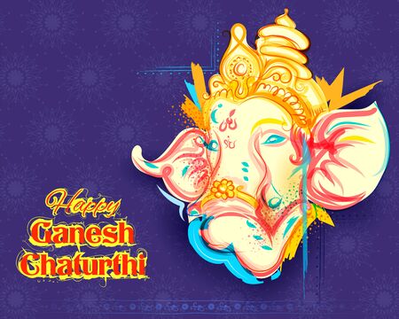 illustration of Lord Ganpati background for Ganesh Chaturthi festival of Indiaのイラスト素材