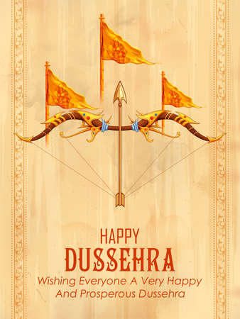 illustration of Bow and Arrow of Rama in festival of India background for Dussehraのイラスト素材