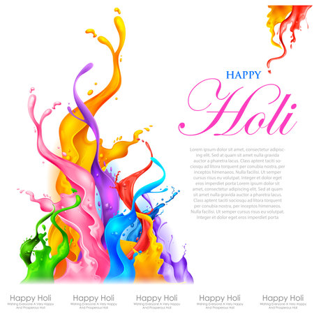 illustration of abstract colorful Happy Holi background card design for color festival of India celebration greetingsのイラスト素材