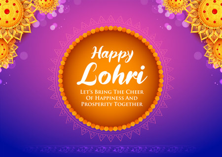 illustration of Happy Lohri holiday background for Punjabi festivalのイラスト素材