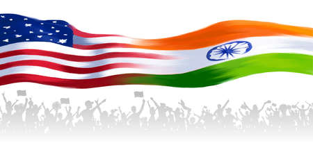 Flags of India and United States of America showing India-America relationshipのイラスト素材
