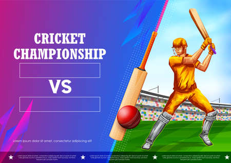 Batsman and bowler player playing cricket championship sportsのイラスト素材