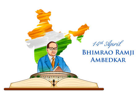 Dr Bhimrao Ramji Ambedkar with Constitution of India for Ambedkar Jayanti on 14 Aprilのイラスト素材