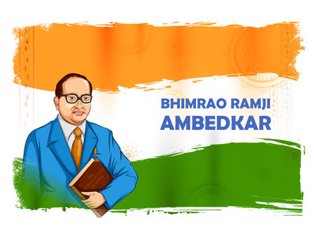 Dr Bhimrao Ramji Ambedkar with Constitution of India for Ambedkar Jayanti on 14 Aprilのイラスト素材